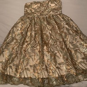 Gold strapless dress